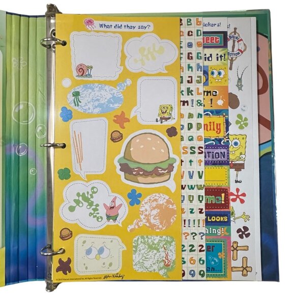 Spongebob Nickelodeon Scrapbook Kit Binder, Paper, Stickers, (Stencils Missing) - Picture 2 of 16